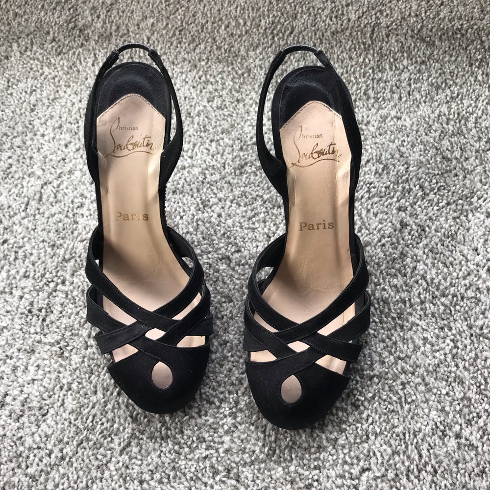 Christian Louboutin Black Satin Heels